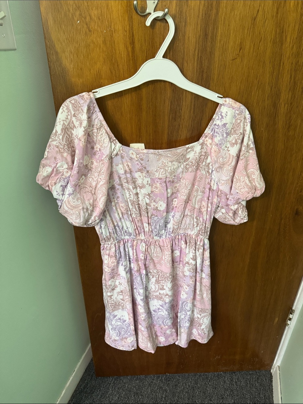 Pink Paisley Puff-Sleeve Dress